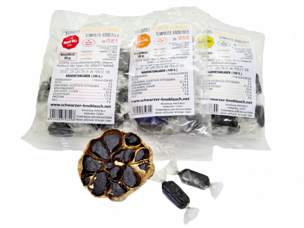Schwarzer Knoblauch Bonbons mit Honig alle 3 Sorten 3x 100 g