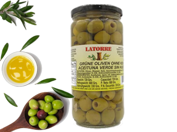 Grüne Oliven mit Stein mit Anschovis Aroma 370 g